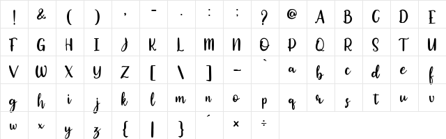 Okuland Regular  glyph index