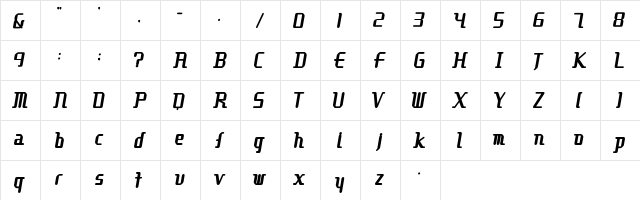 Be Regular  glyph index