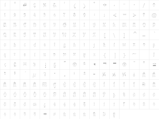 LushlifeOutline Regular  glyph index