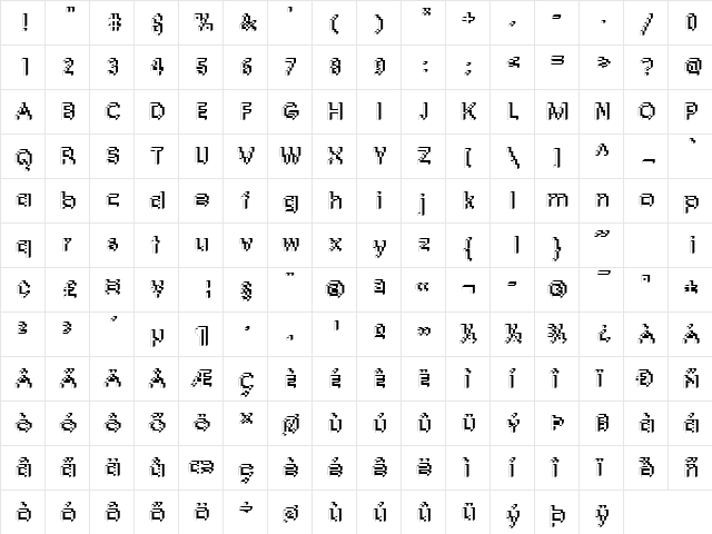 DTCRoughM05 Regular  glyph index