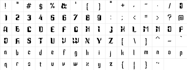Nebula Regular  glyph index