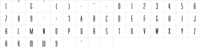 Diner Regular  glyph index