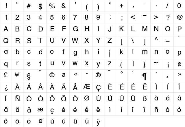 SchulbuchNord Normal  glyph index