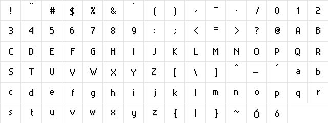 MiniSet Regular  glyph index