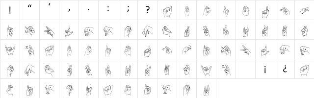 Lengua Senas Colombiana Regular  glyph index