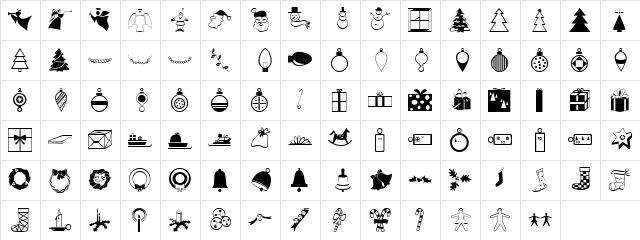 Xmas Font Dingbats   glyph index