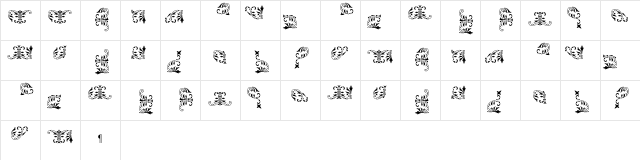 Borders Bourbon Street Regular  glyph index