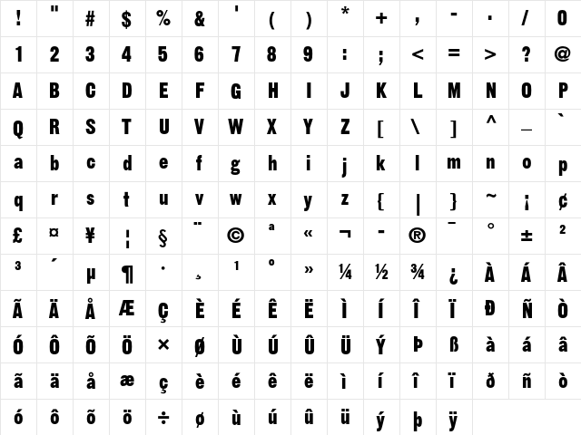 Gothic 13  glyph index