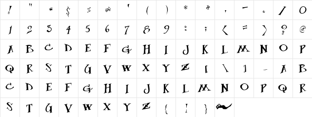 LoverboyCaps Regular  glyph index
