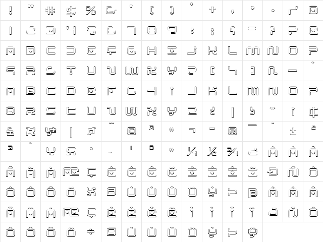 Sagan Outline Regular  glyph index