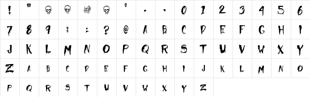 Halloween Too Regular  glyph index