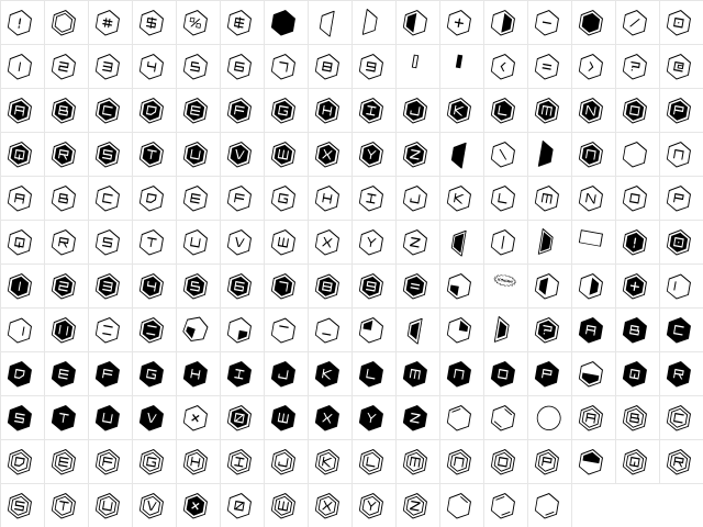 HEX:gon Rotated 2 Regular  glyph index