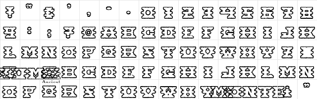 MontezumaAncient Regular  glyph index