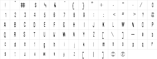 Dublux Raw  glyph index