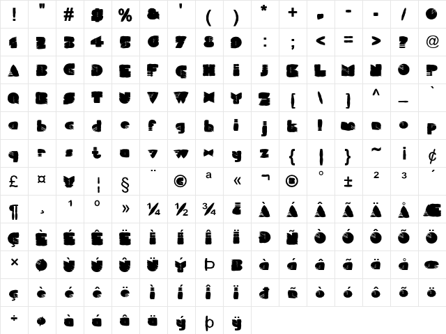 FZ UNIQUE 11 MANGLED Normal  glyph index