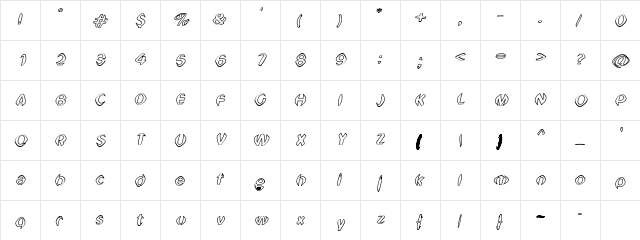 Dross01HollowSlanted Regular  glyph index