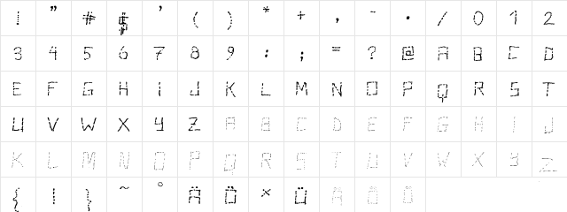 Stutter Regular  glyph index
