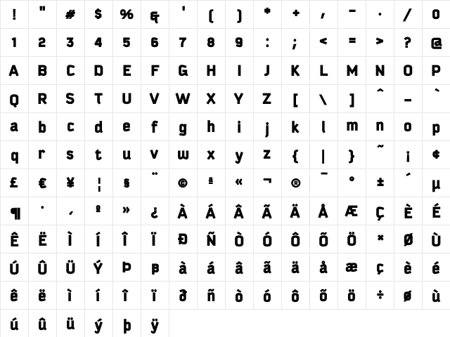 Kautiva Pro Black  glyph index