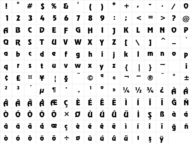 00625 Regular  glyph index