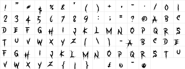 Something in The Grave Yard Regular  glyph index