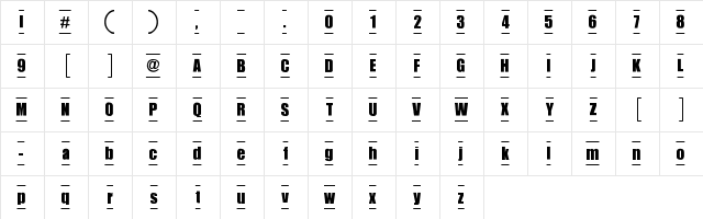 New Regular  glyph index