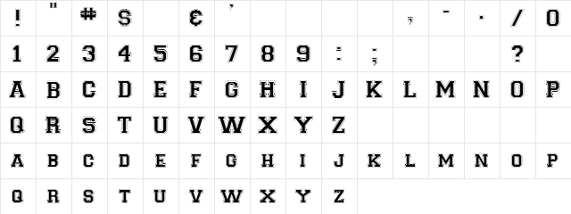 Sport Script Regular  glyph index