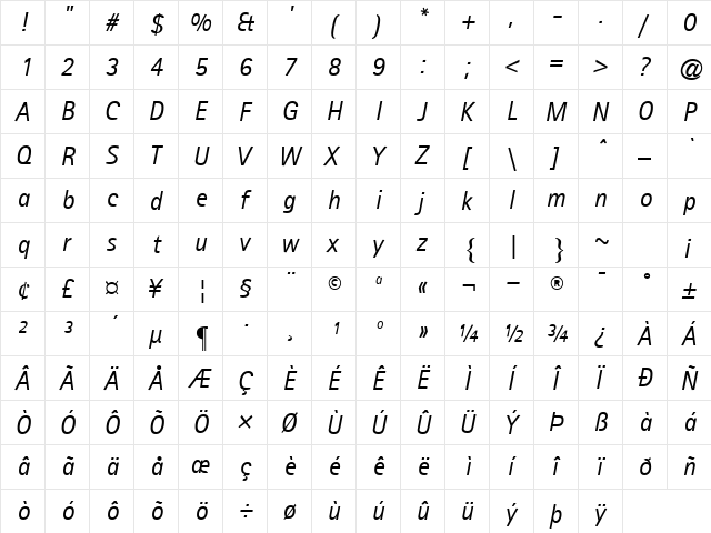 RotisSansSerif if Italic 56A  glyph index