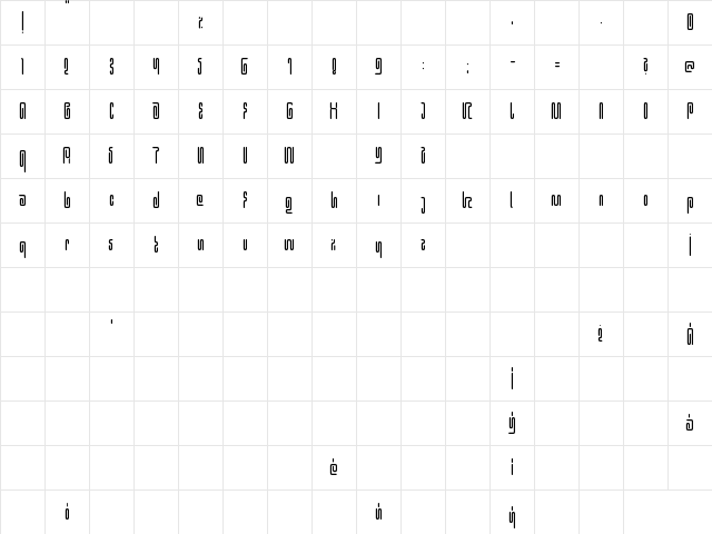 Hiero Regular  glyph index