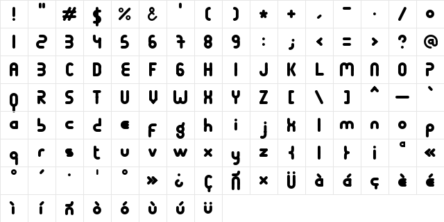 Terondaremorena Regular  glyph index