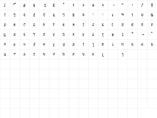 maruru Regular  glyph index