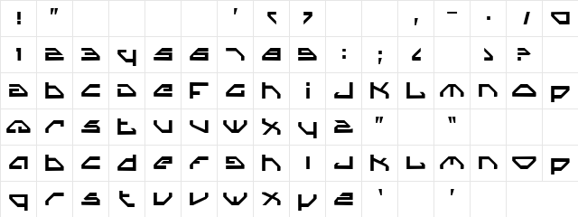 Brutal Black Regular  glyph index