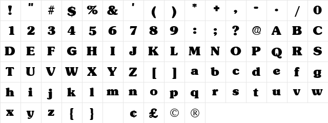 Berra Display SSi Regular  glyph index