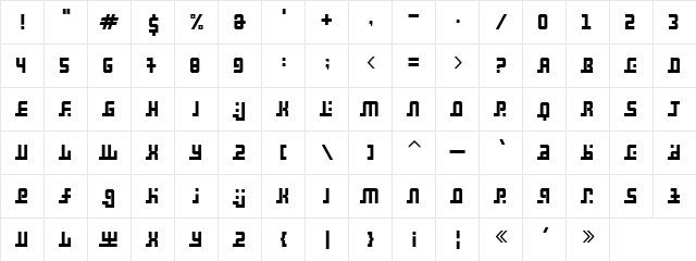 Madina Regular  glyph index