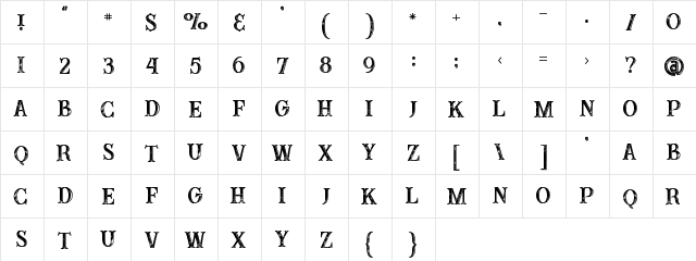 Buffalo inline 1 grunge Regular  glyph index