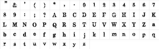 Subway Novella Regular  glyph index