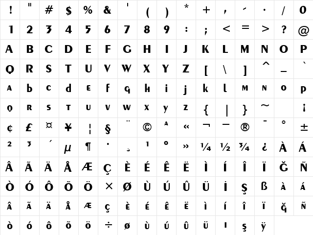 00455 Regular  glyph index