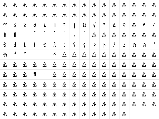 SuperGroteskB Regular  glyph index