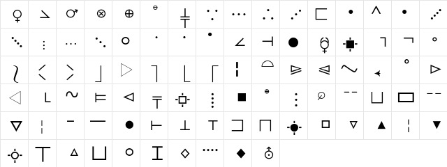 MathTechnical P07  glyph index