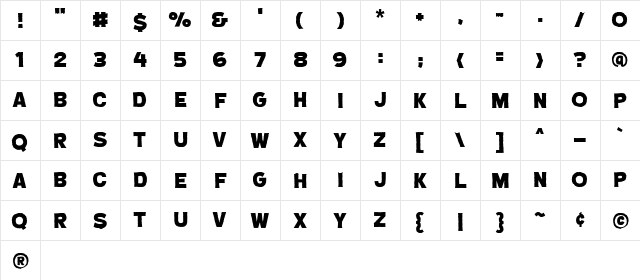CryptCreep Heavy BB Regular  glyph index