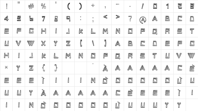 LINESQ3D Regular  glyph index