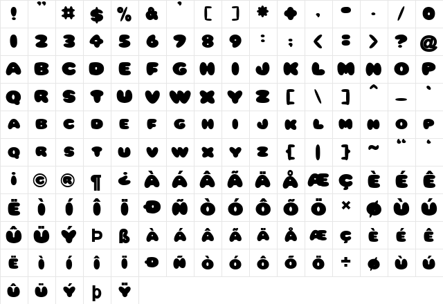 FZ JAZZY 59 Normal  glyph index