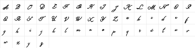 Magdalena FREE Regular  glyph index