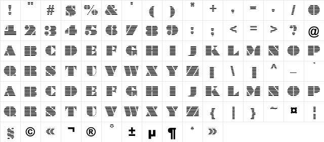 a_BraggaTitulMar Regular  glyph index