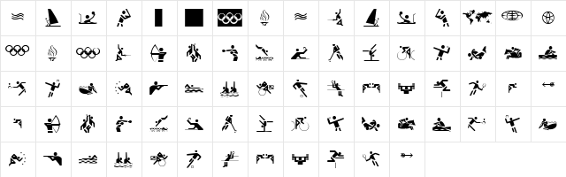 Olympicons Regular  glyph index