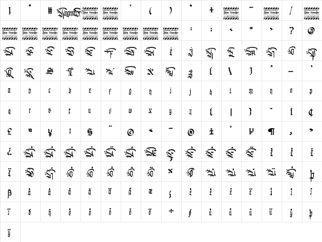 Kingroad Personal Use Regular  glyph index