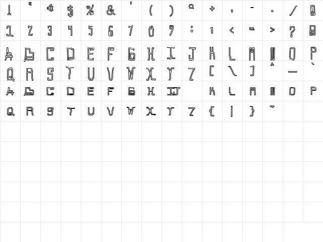 Callaxis Regular  glyph index