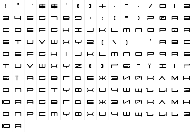 Porsche Regular  glyph index