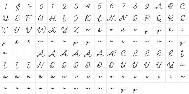 Southern Demo Regular  glyph index