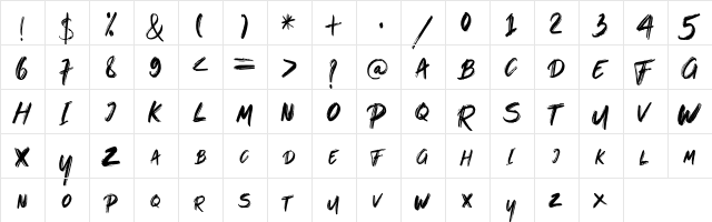 On The Way Regular  glyph index