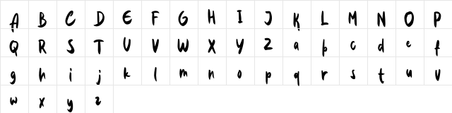 The Bovalo FREE Regular  glyph index